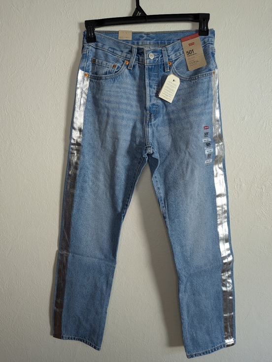 Levi's Denim - NWT Levi's 501 Original Silver Striped Jeans Women's Size 28x30